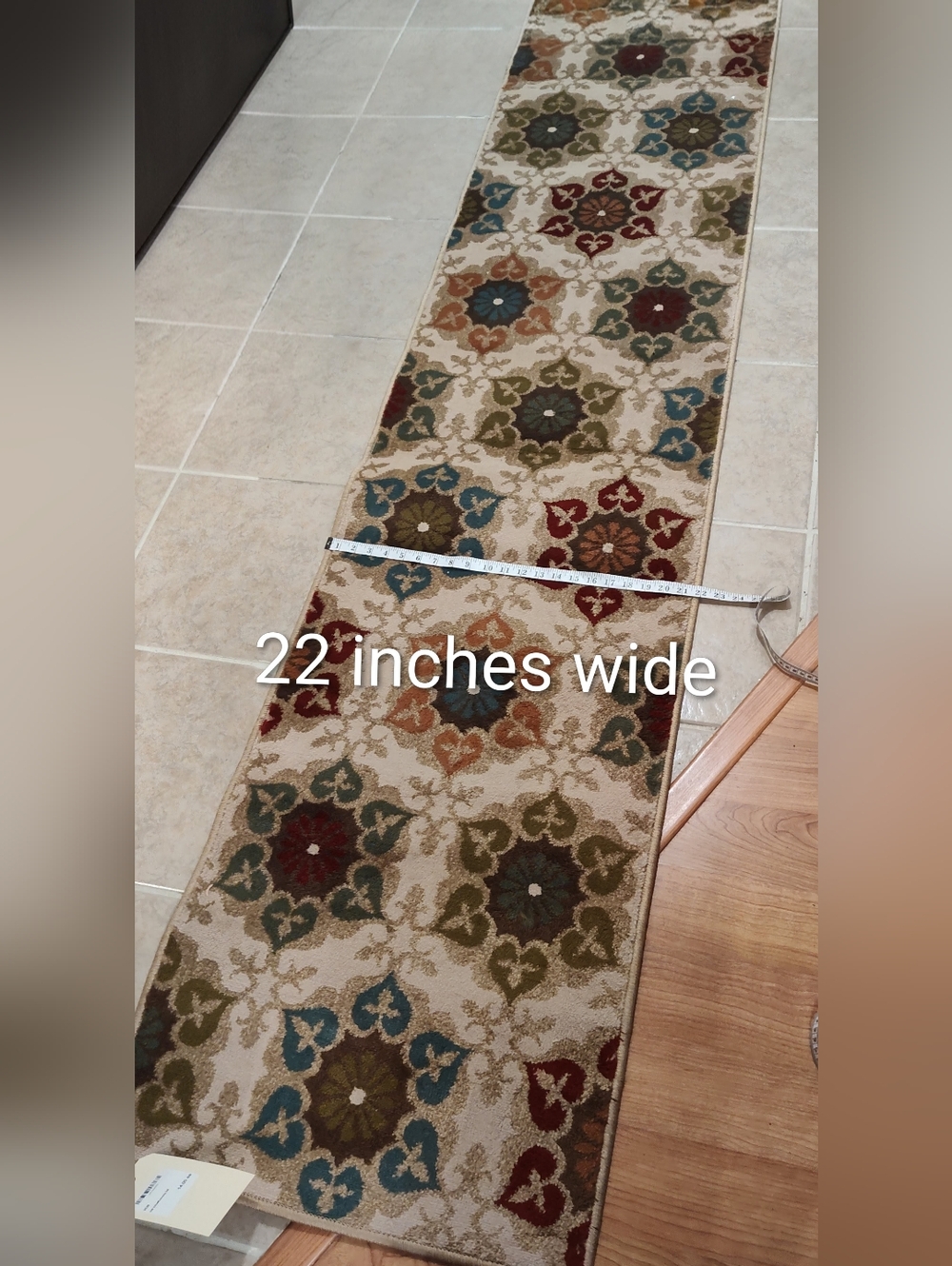 Decorative Floral Runner Rug in Cream with Multi-Color Medallions - Picture 9 of 11